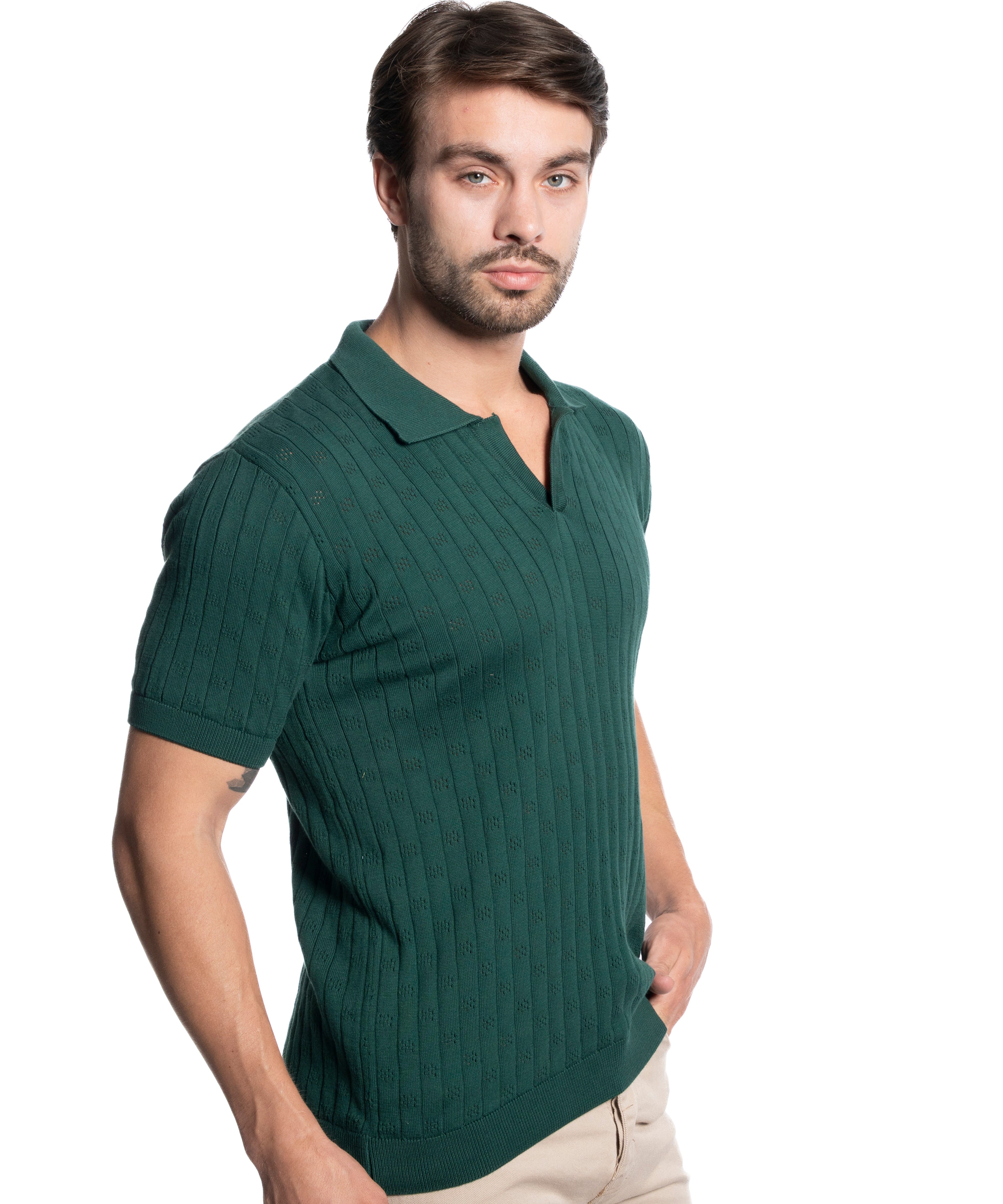 Polo T-shirt - Men - Plain knitted