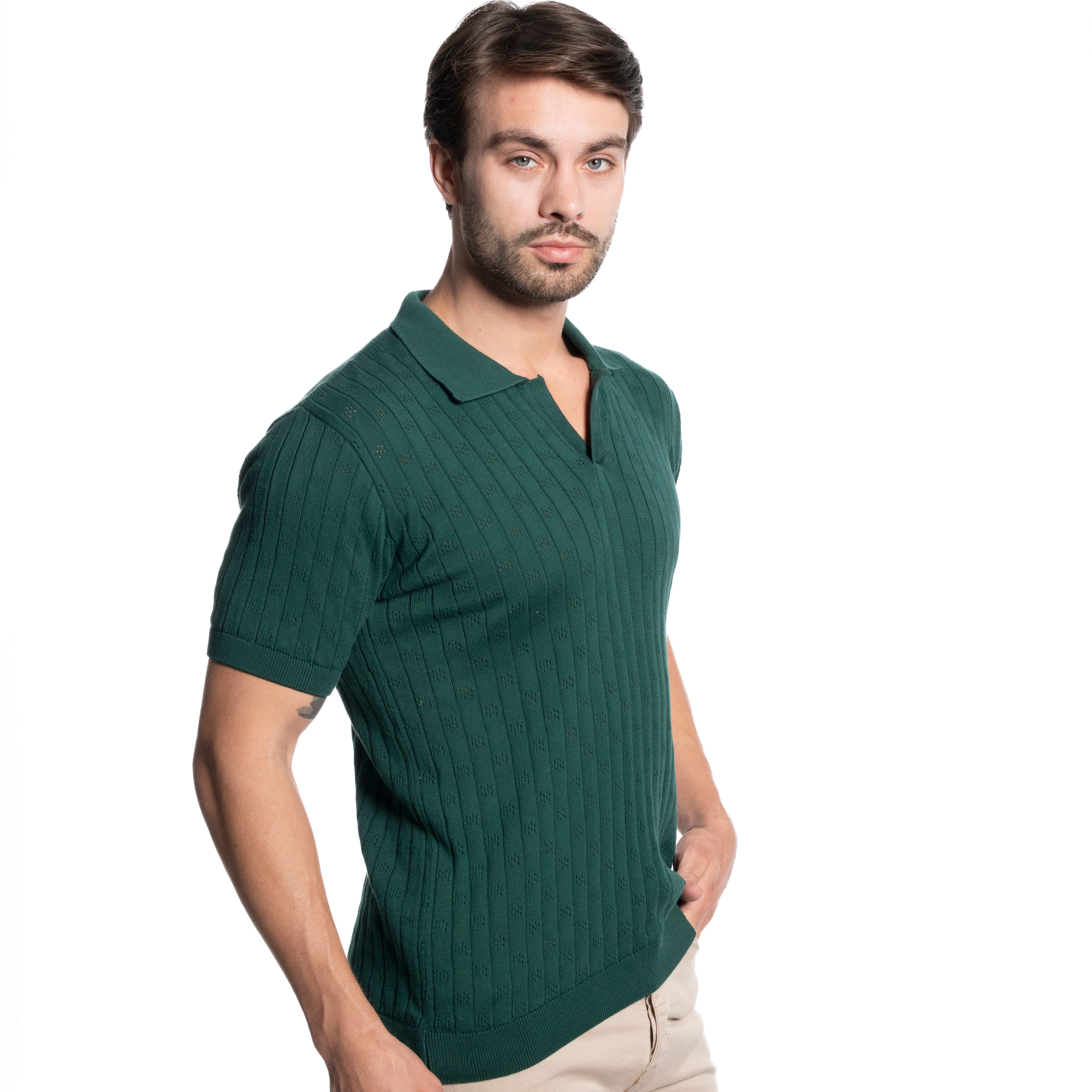 Polo T-shirt - Men - Plain knitted