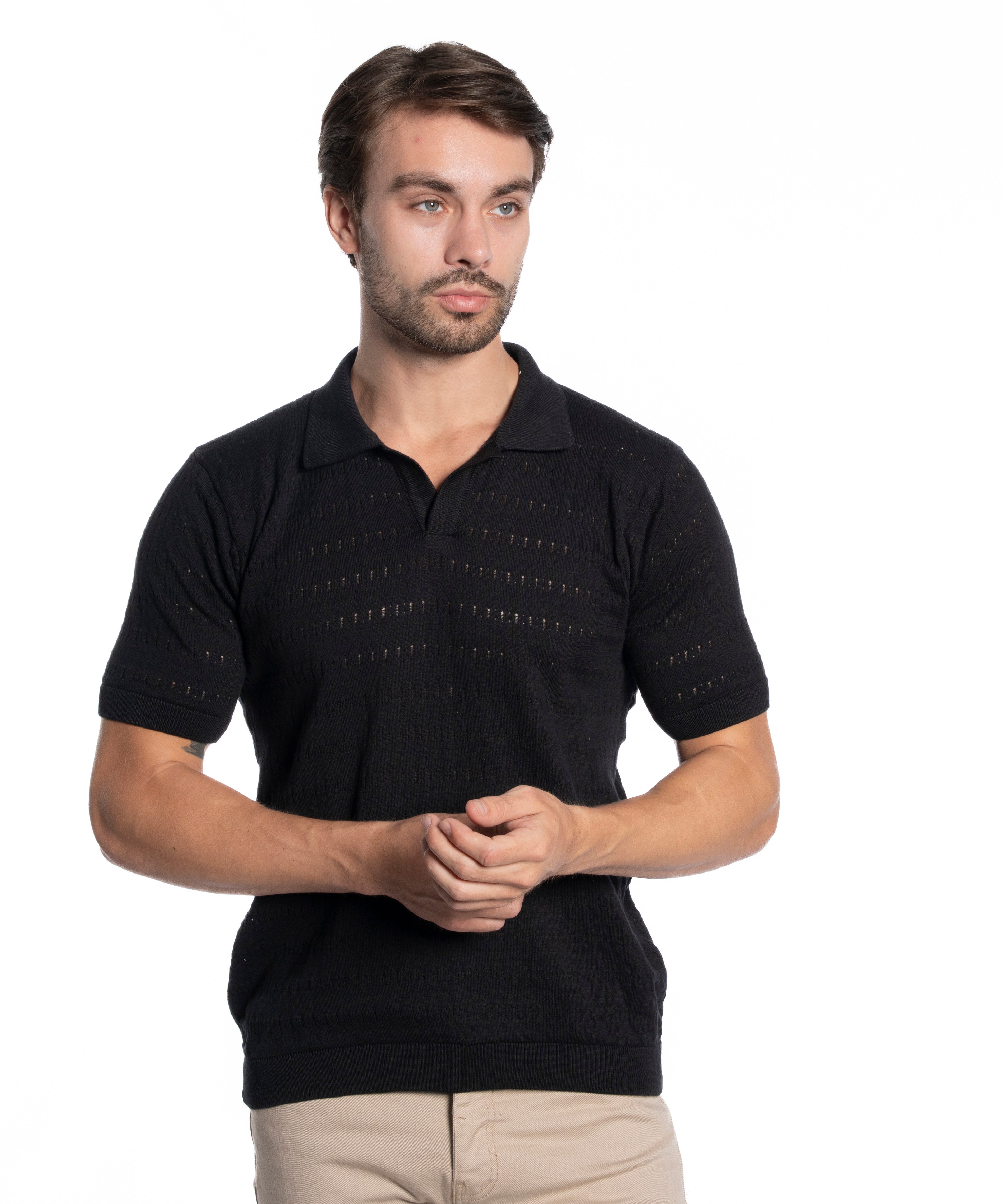 Polo T-shirt - Men - Plain knitted