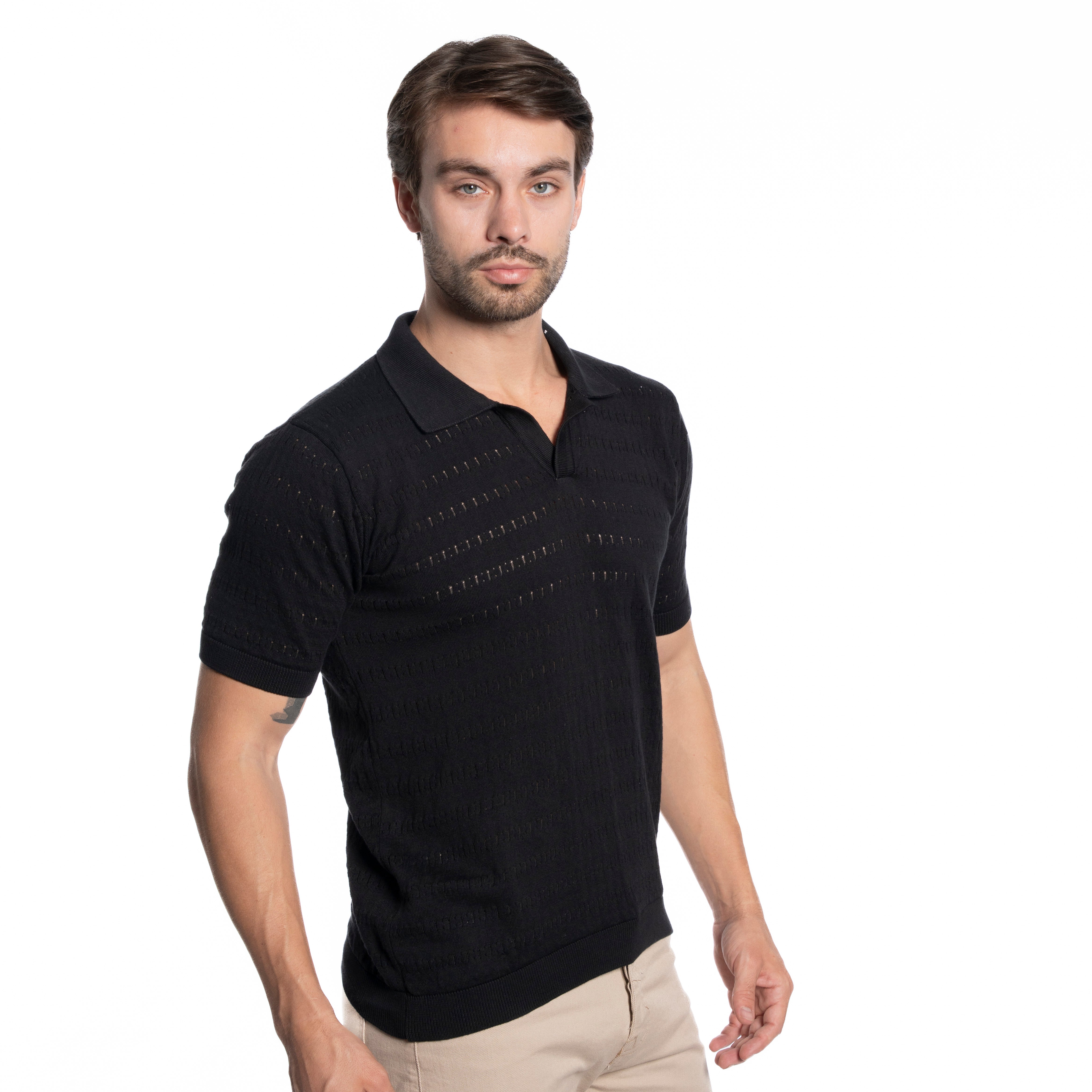 Polo T-shirt - Men - Plain knitted