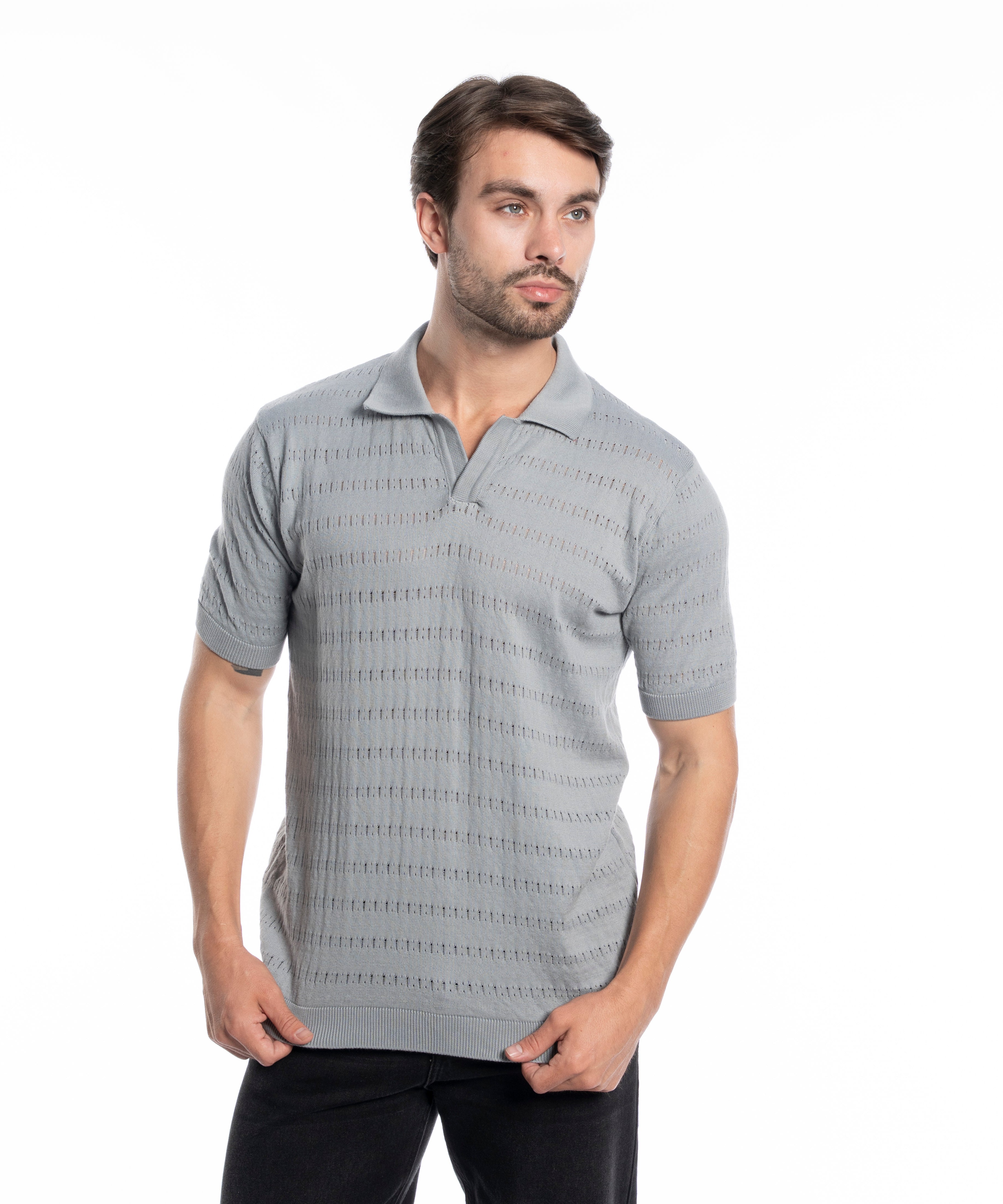 Polo T-shirt - Men - Plain knitted