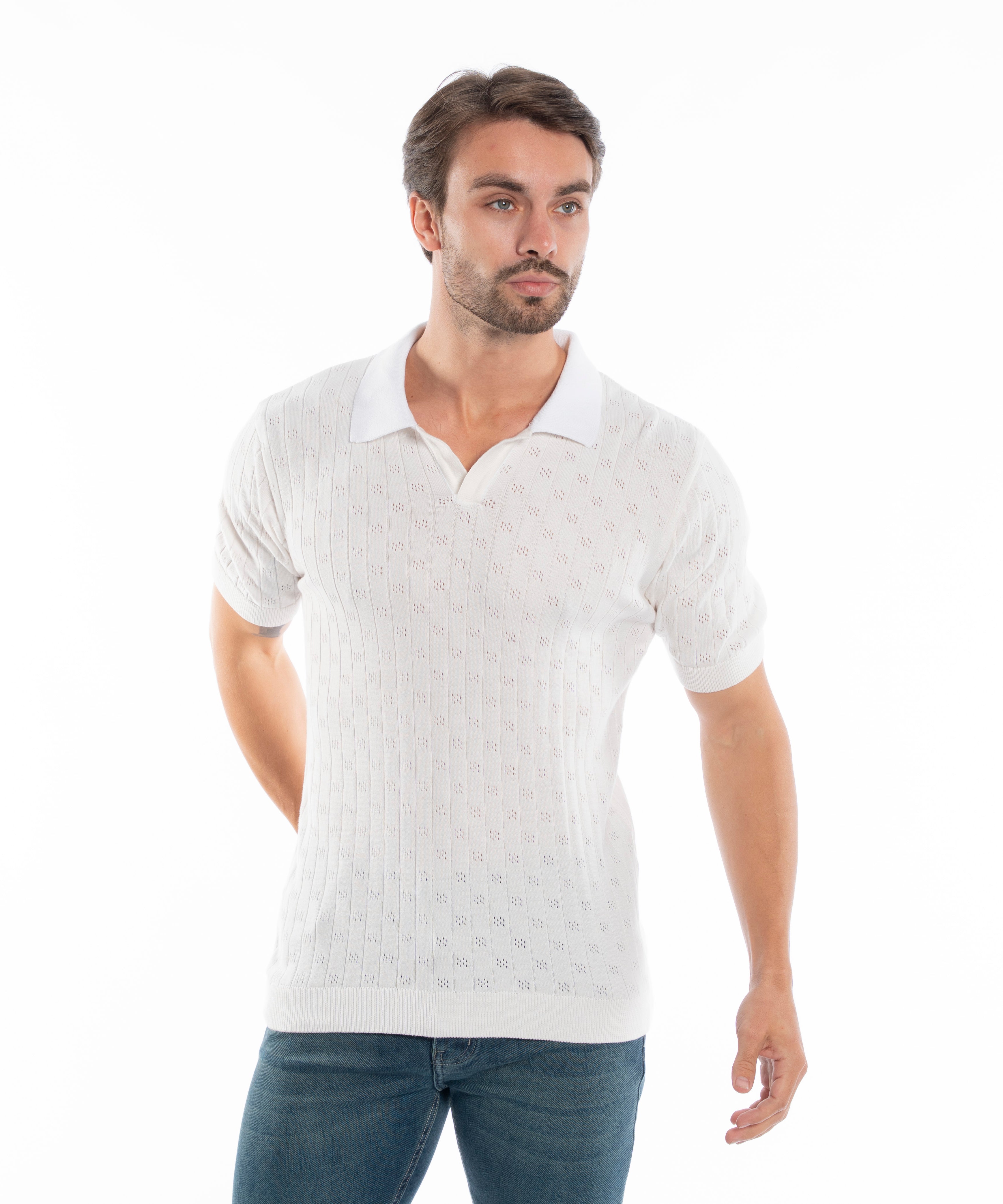 Polo T-shirt - Men - Plain knitted