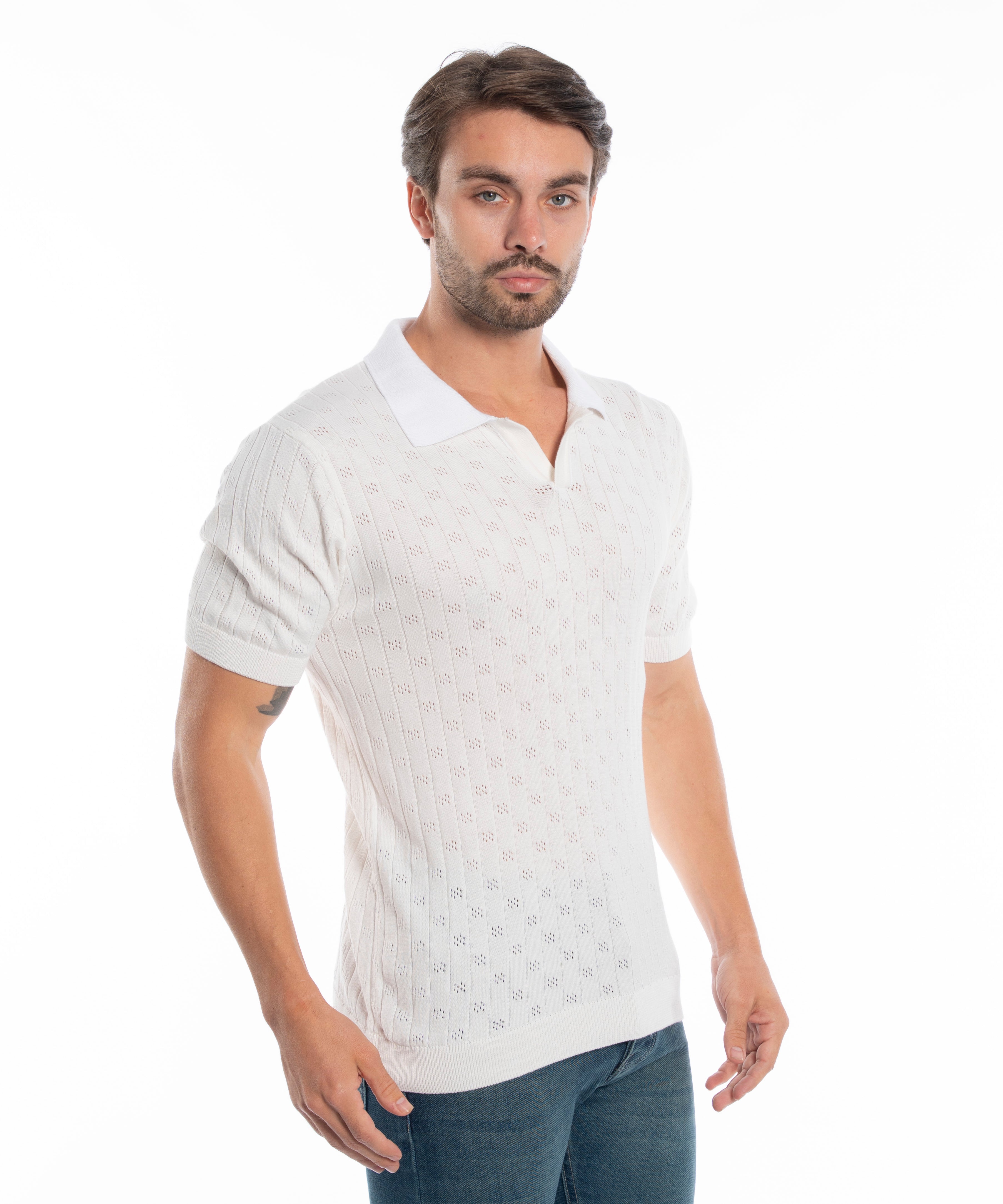 Polo T-shirt - Men - Plain knitted