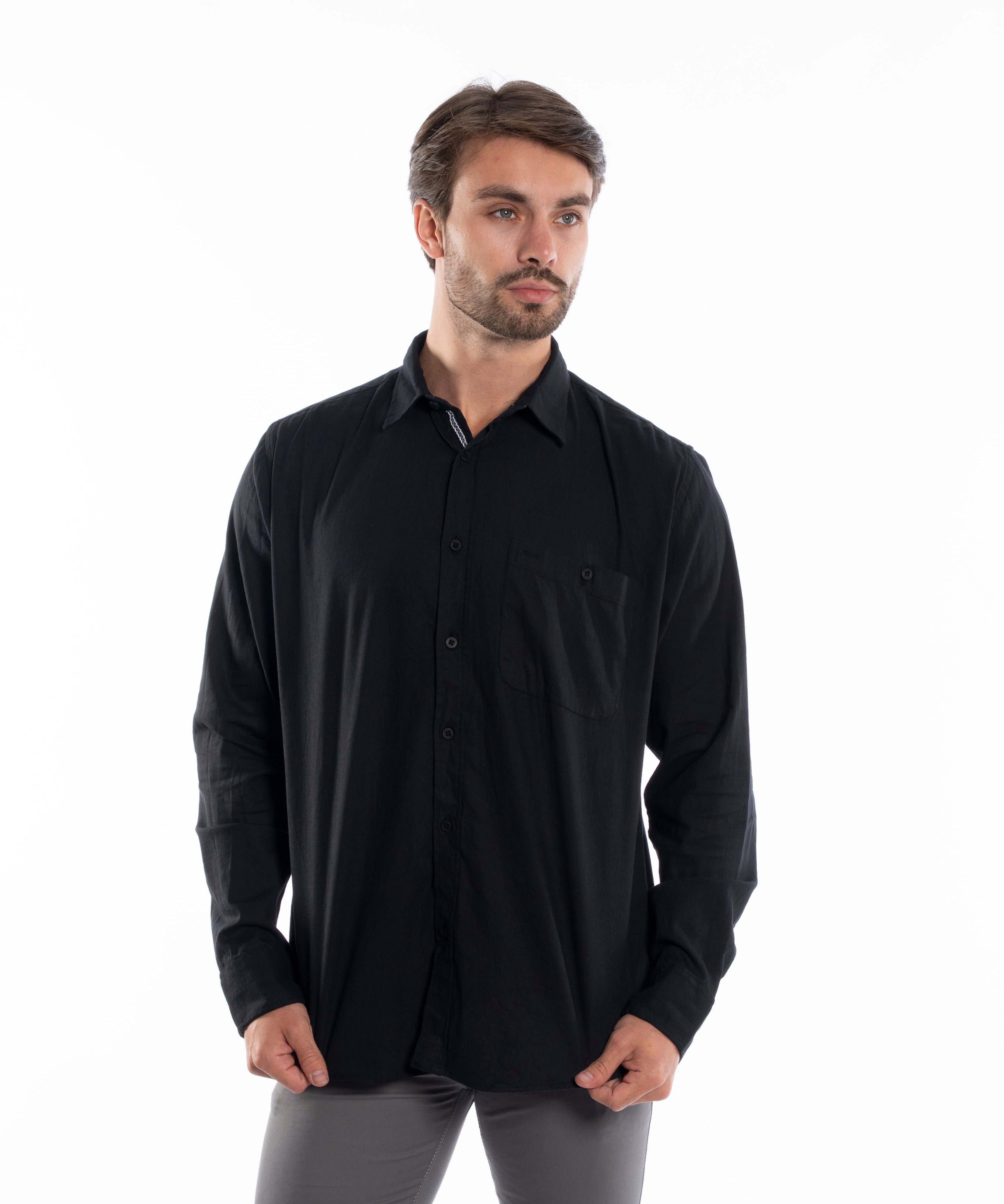 Long Sleeve Shirt - Men - Plain