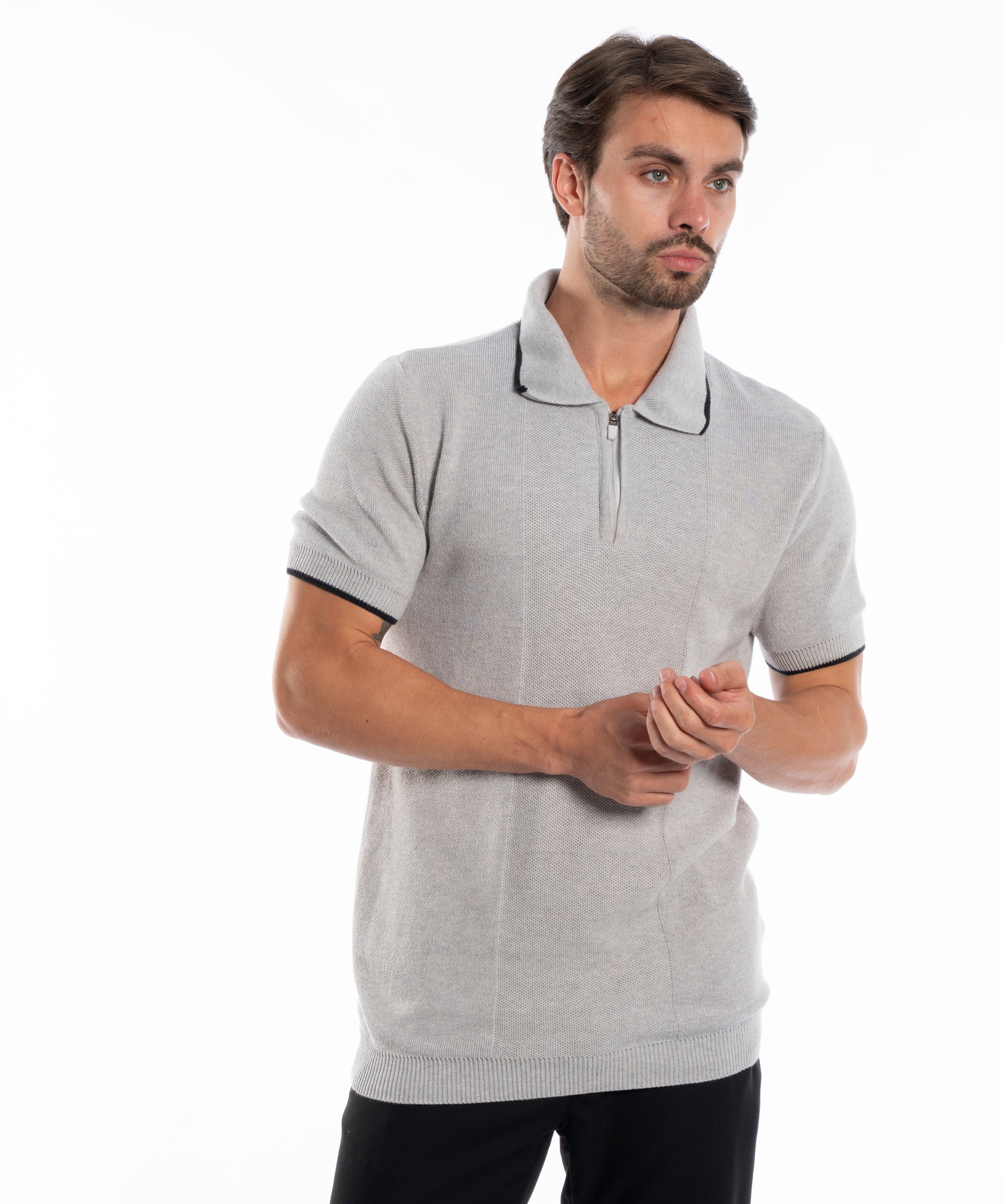 Polo T-shirt - Men - Plain knitted