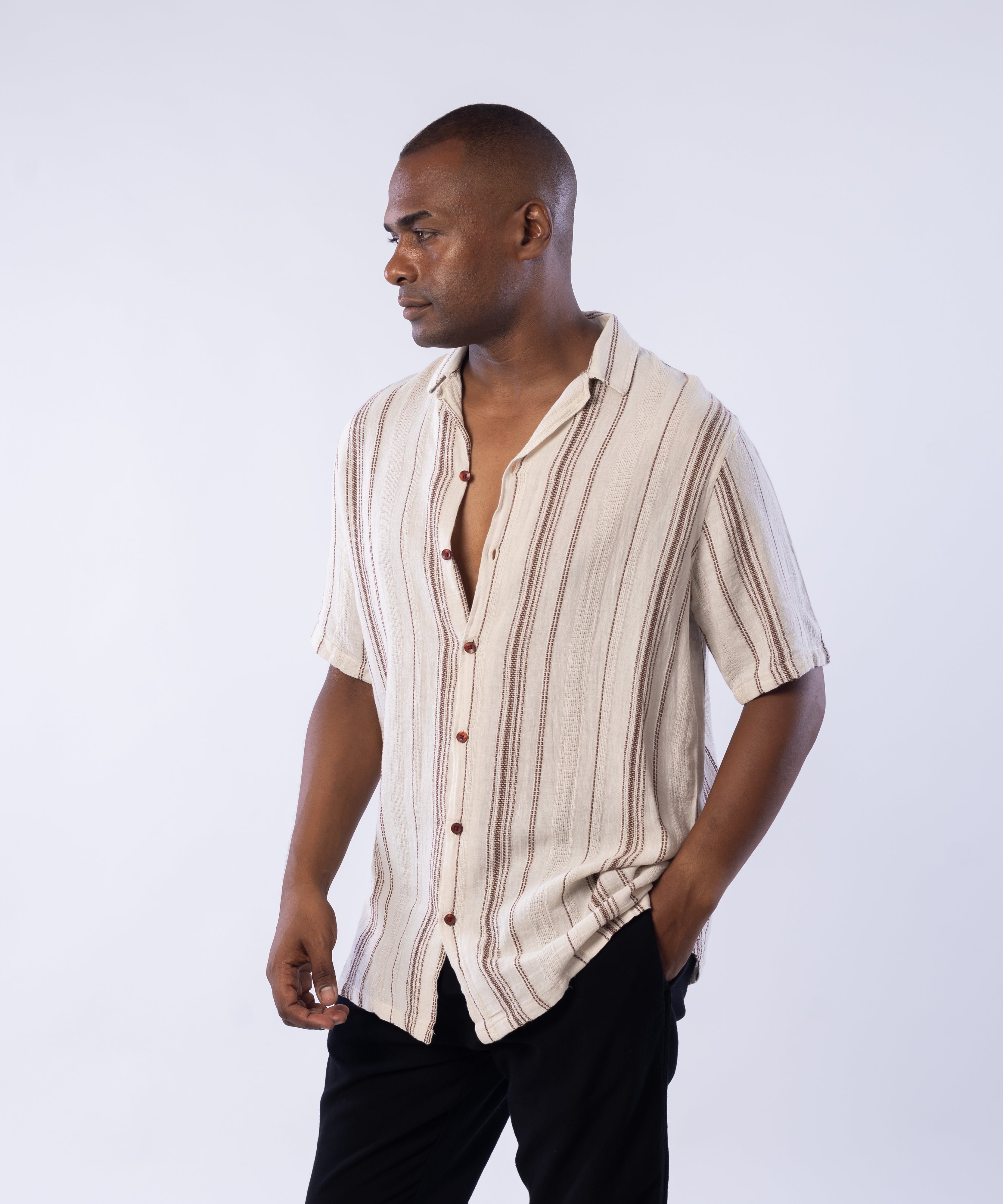 Half Sleeve Shirt - Men - Striped