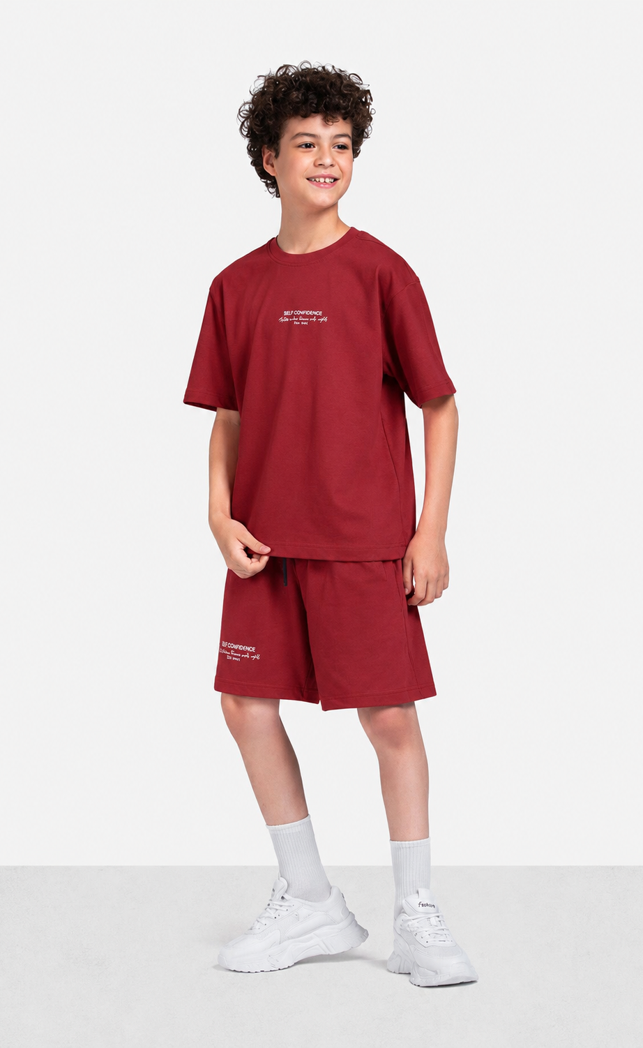 Boys' Printed Set - Brick Red & Dusty Olive