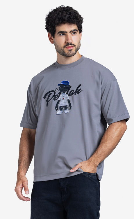 Men's Printed T-Shirt - Gray & Off-White – view 2