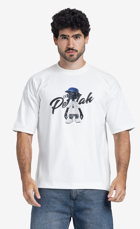 Men's Printed T-Shirt - Gray & Off-White – view 5