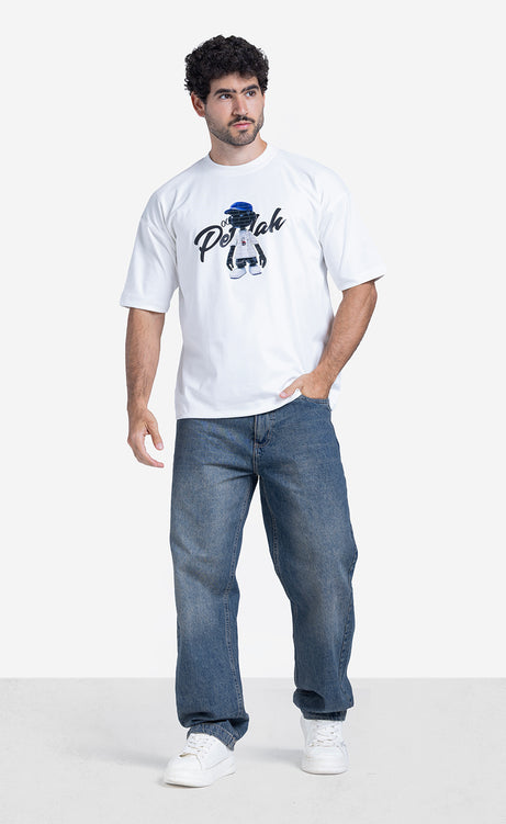 Men's Printed T-Shirt - Gray & Off-White – view 8