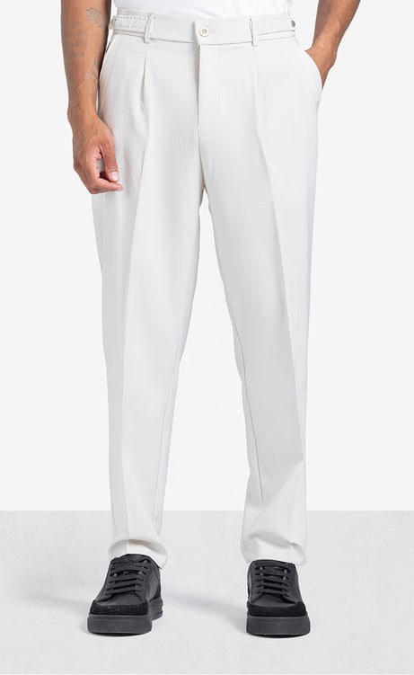 Men's Straight-Leg Linen Pants - Beige & Black