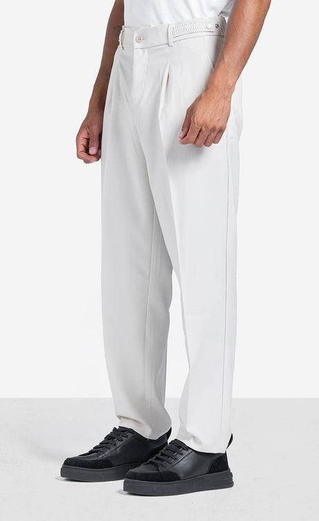 Men's Straight-Leg Linen Pants - Beige & Black – view 3