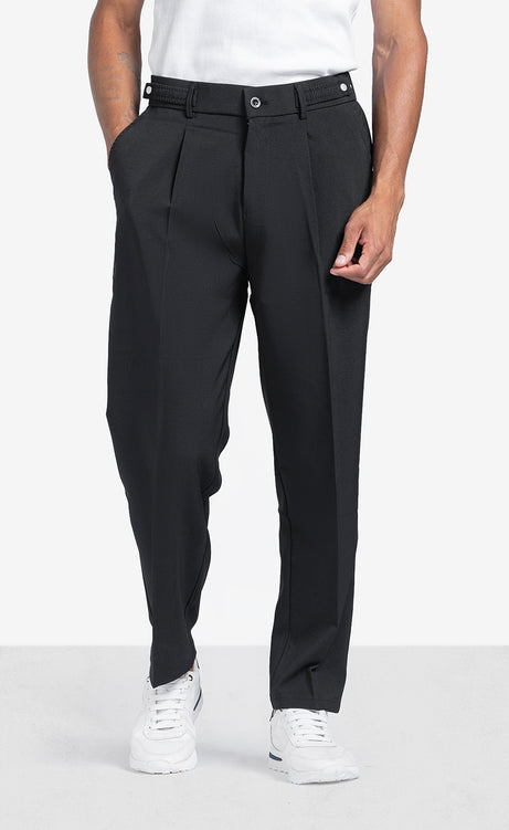 Men's Straight-Leg Linen Pants - Beige & Black – view 2