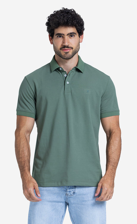 Men's Plain Short-Sleeve Polo Shirt