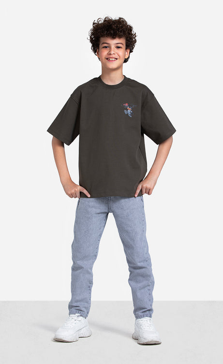 Boys' Printed T-Shirt - Orange, Ecru & Olive – view 12