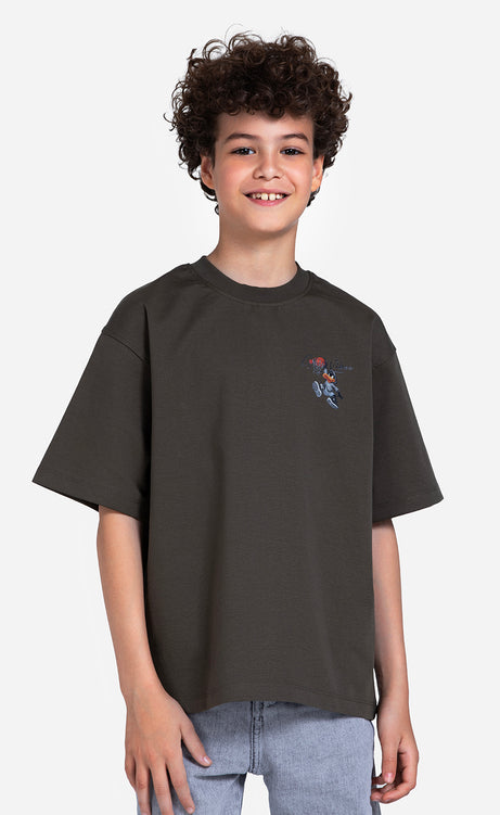 Boys' Printed T-Shirt - Orange, Ecru & Olive – view 9