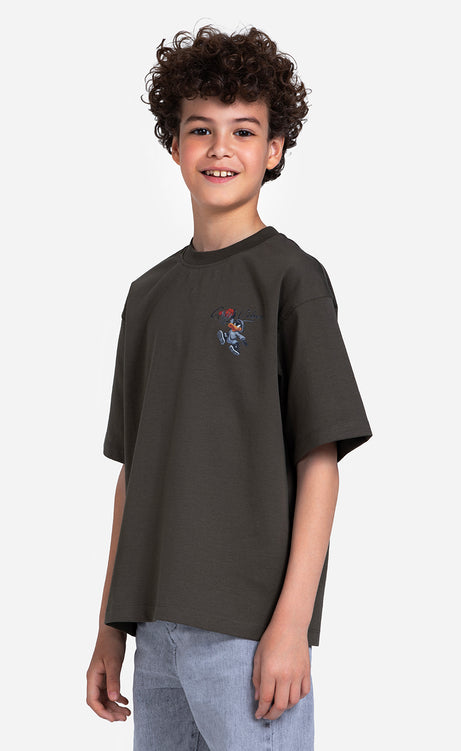 Boys' Printed T-Shirt - Orange, Ecru & Olive – view 10