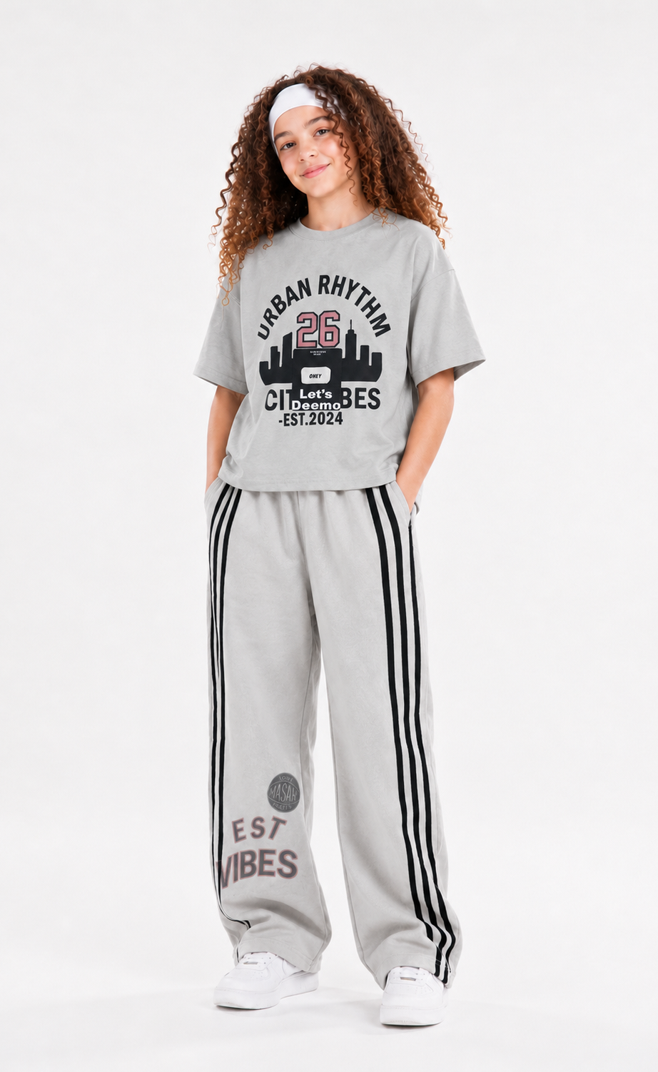 Girls' Printed Short-Sleeve Set - Gray