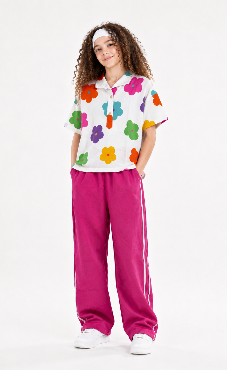Girls' Printed Short-Sleeve Set - Pink
