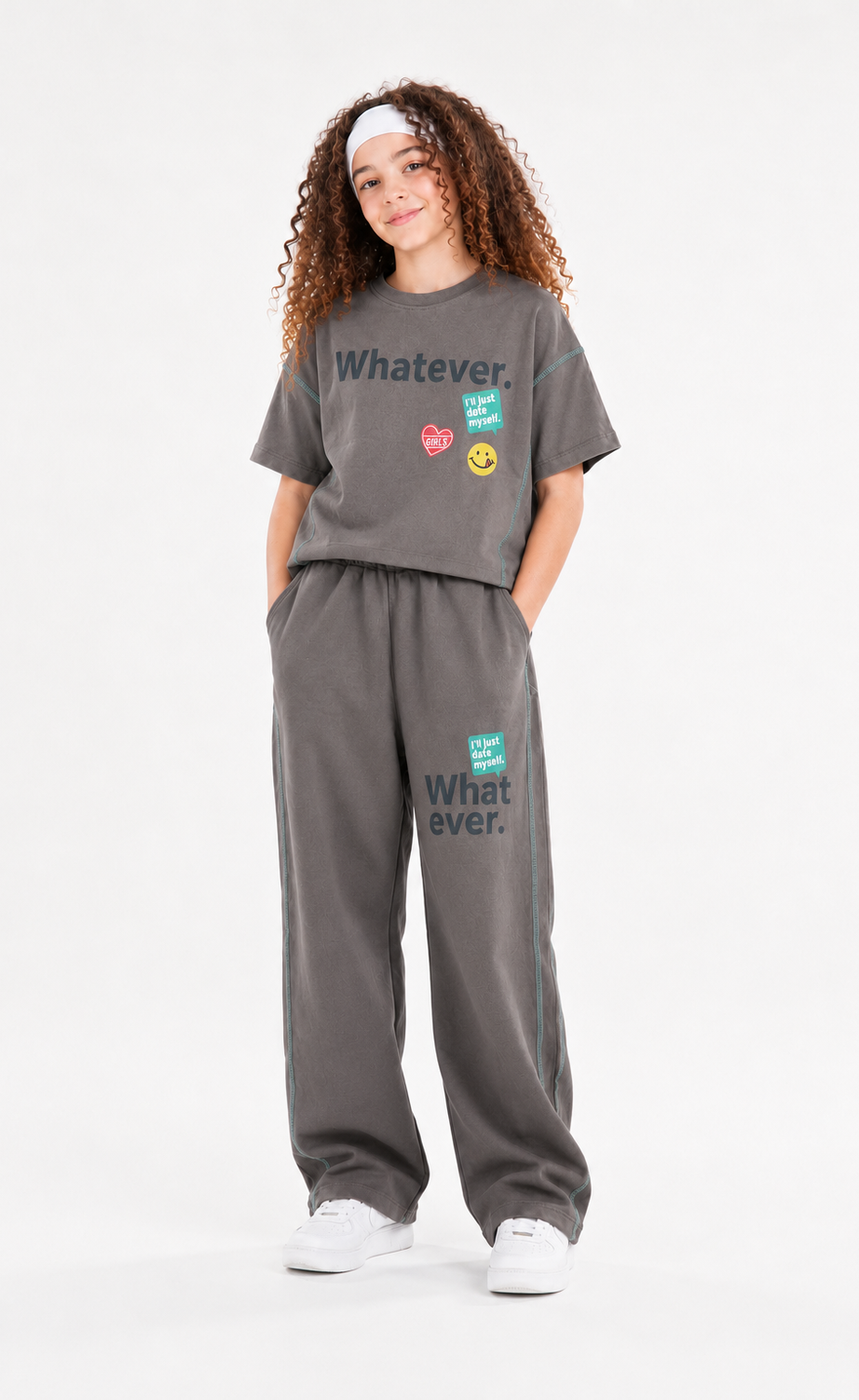 Girls' Printed Short-Sleeve Set - Black & Cafe