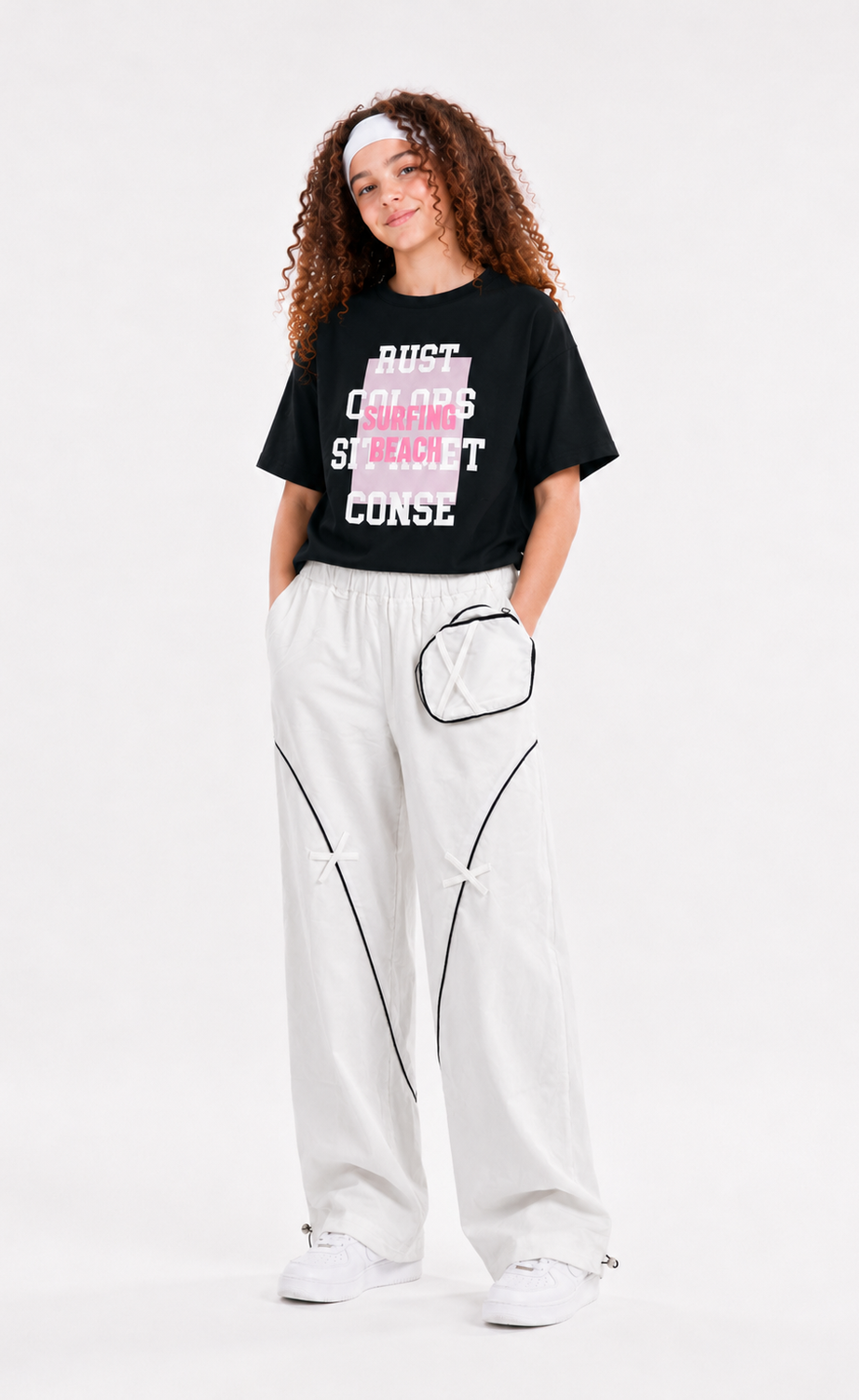 Girls' Printed Short-Sleeve Set - Black