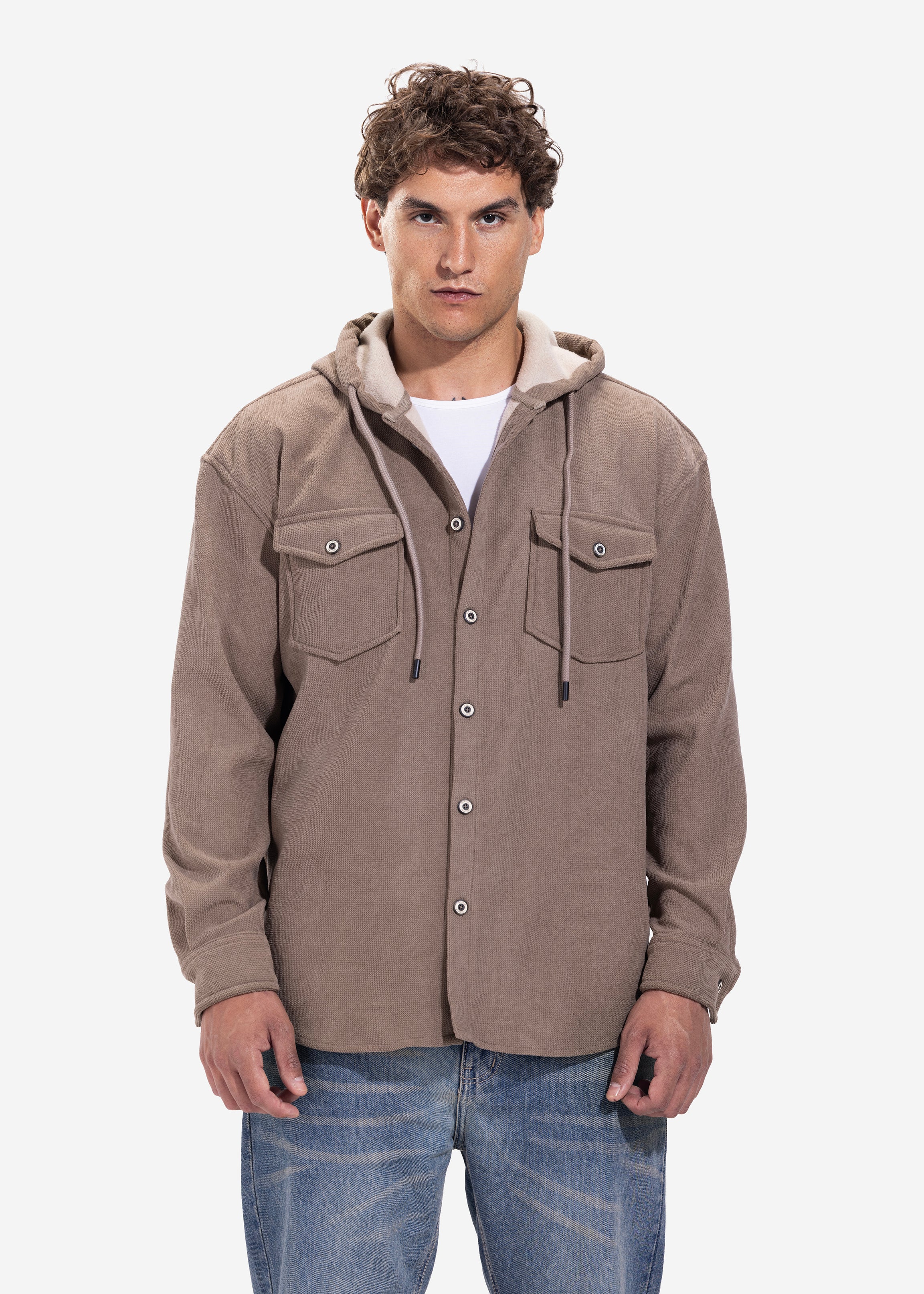 Long Sleeve Overshirt - Men - Plain