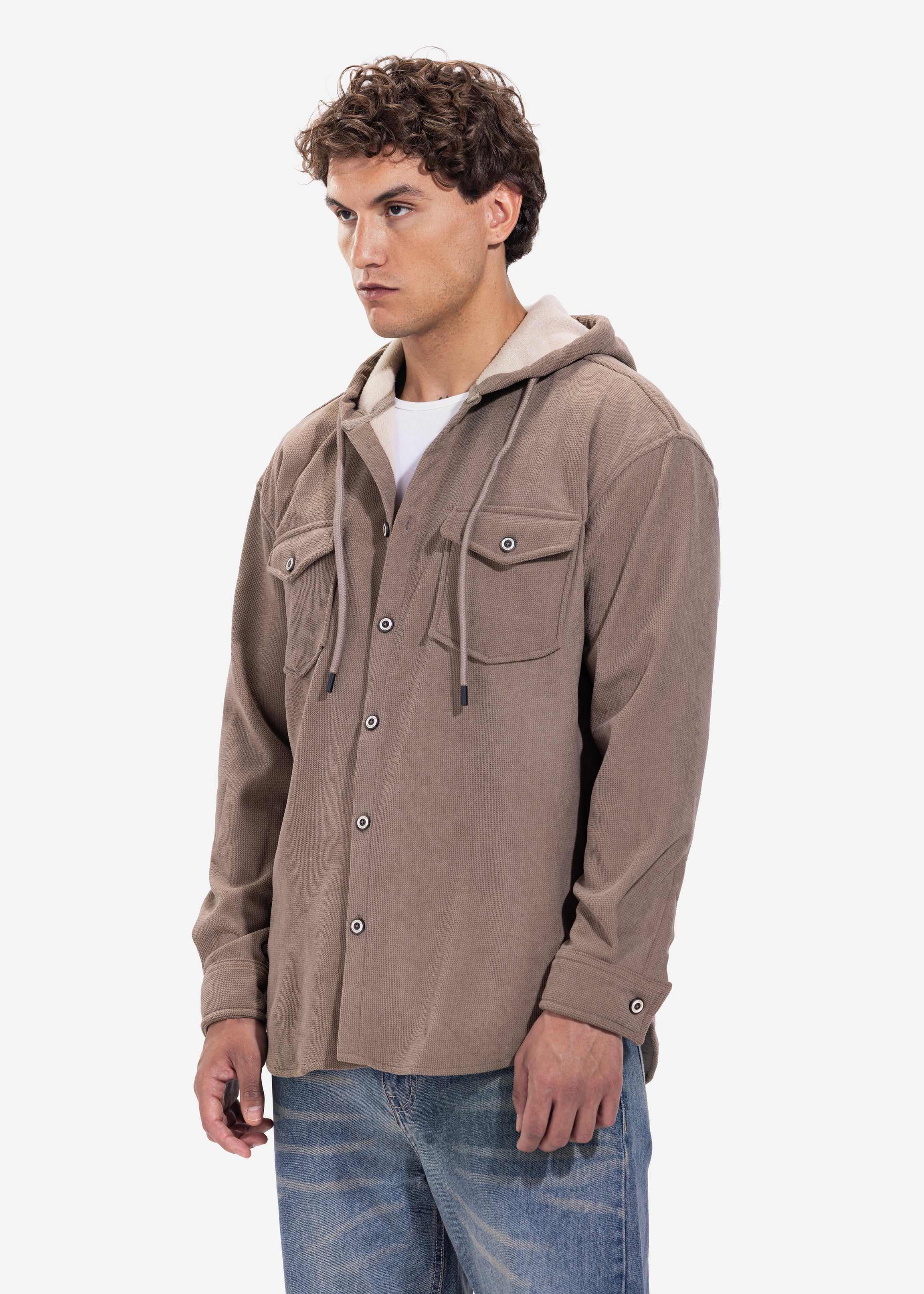 Long Sleeve Overshirt - Men - Plain