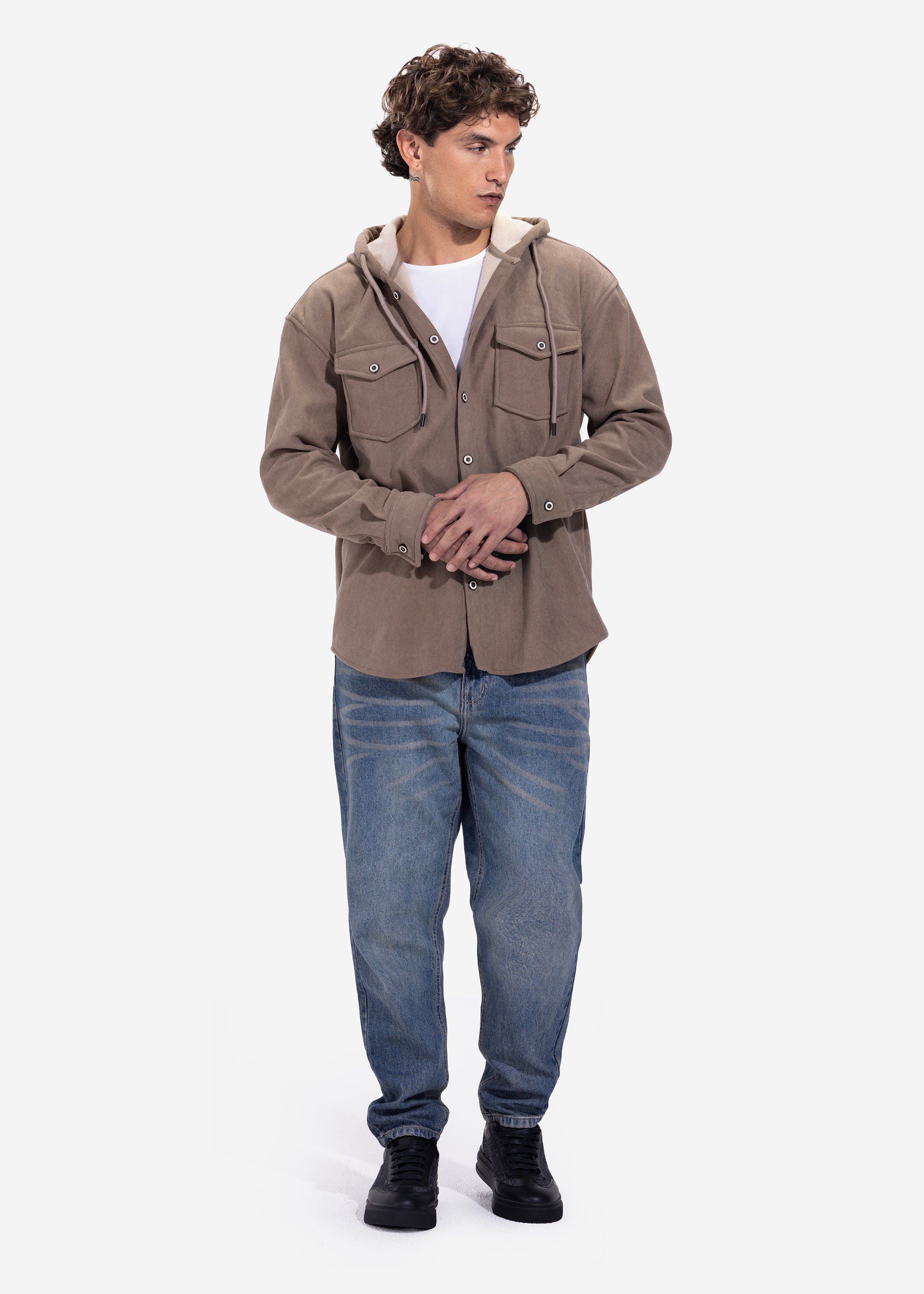 Long Sleeve Overshirt - Men - Plain