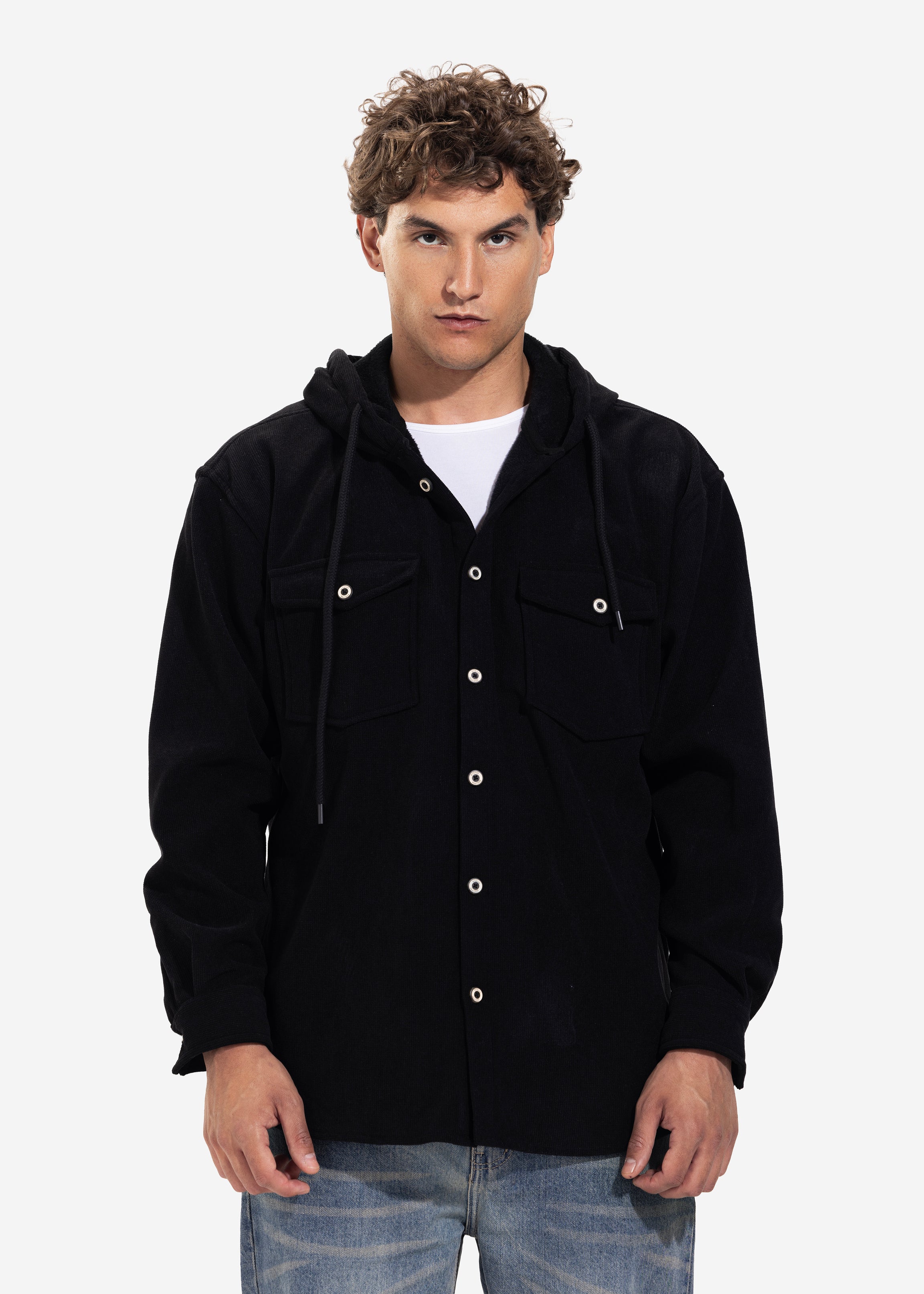 Long Sleeve Overshirt - Men - Plain