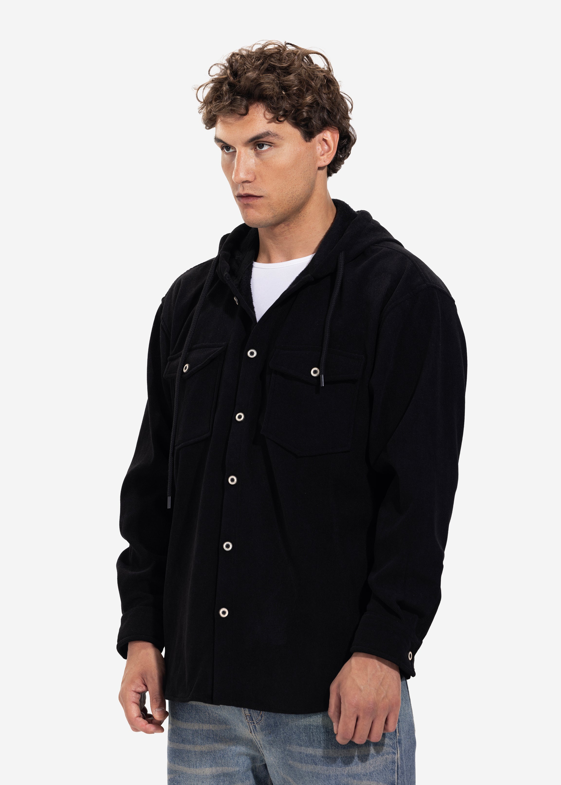 Long Sleeve Overshirt - Men - Plain