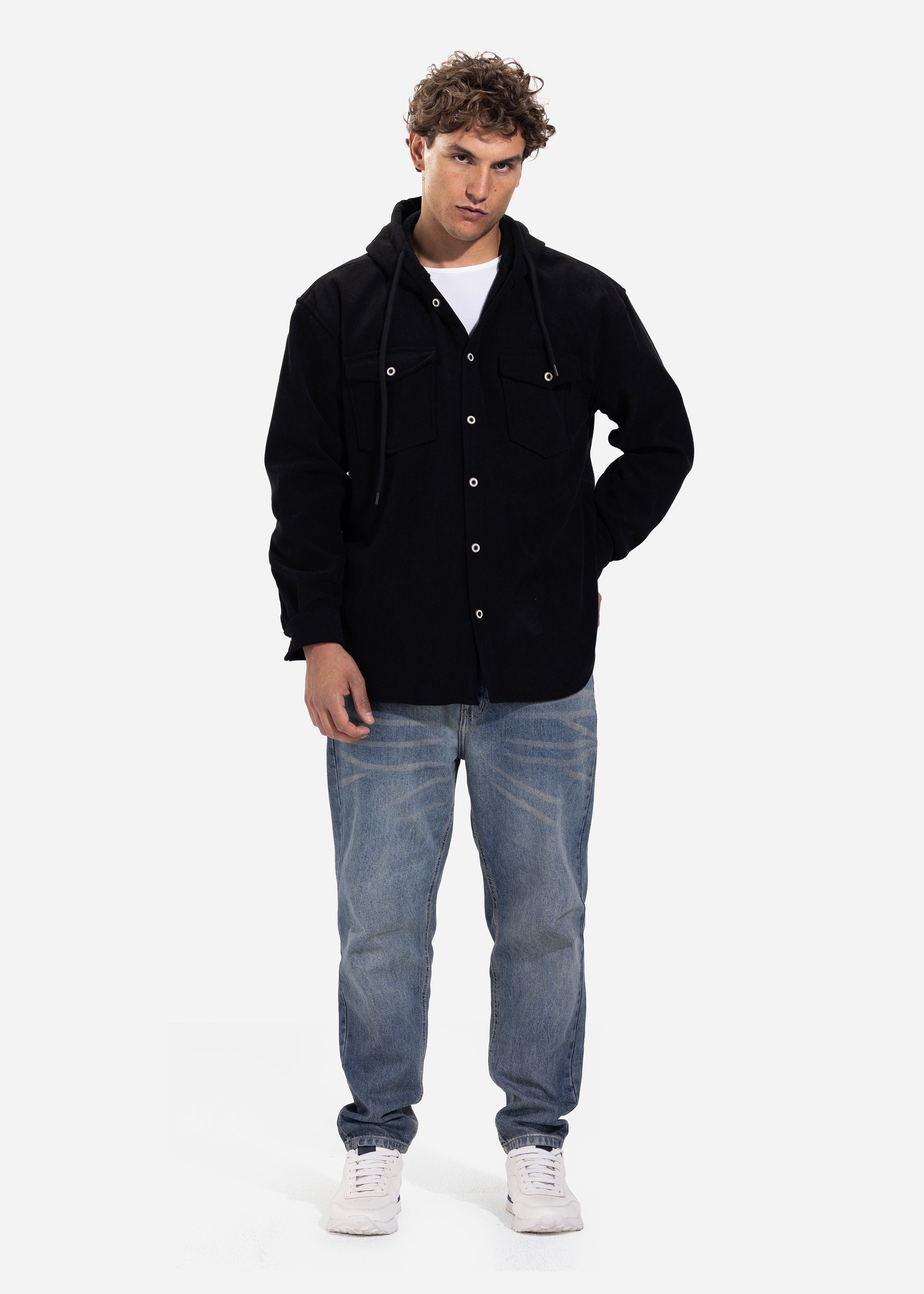Long Sleeve Overshirt - Men - Plain