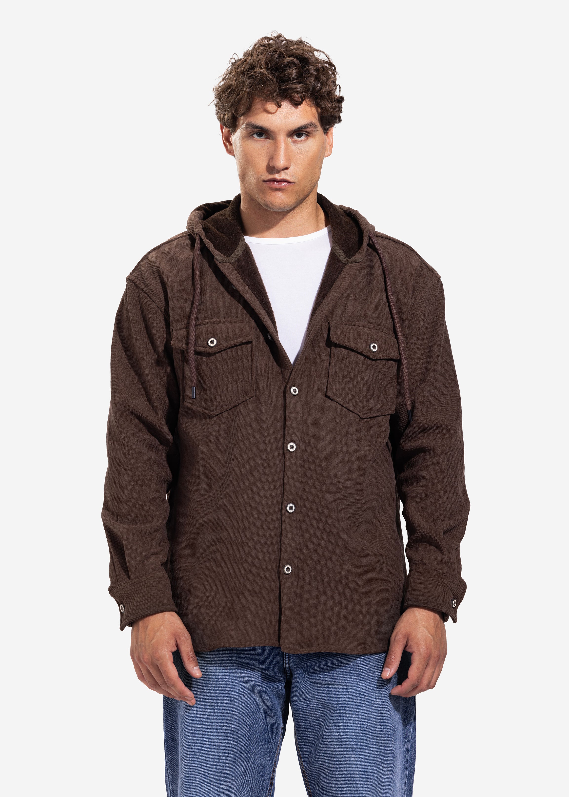 Long Sleeve Overshirt - Men - Plain