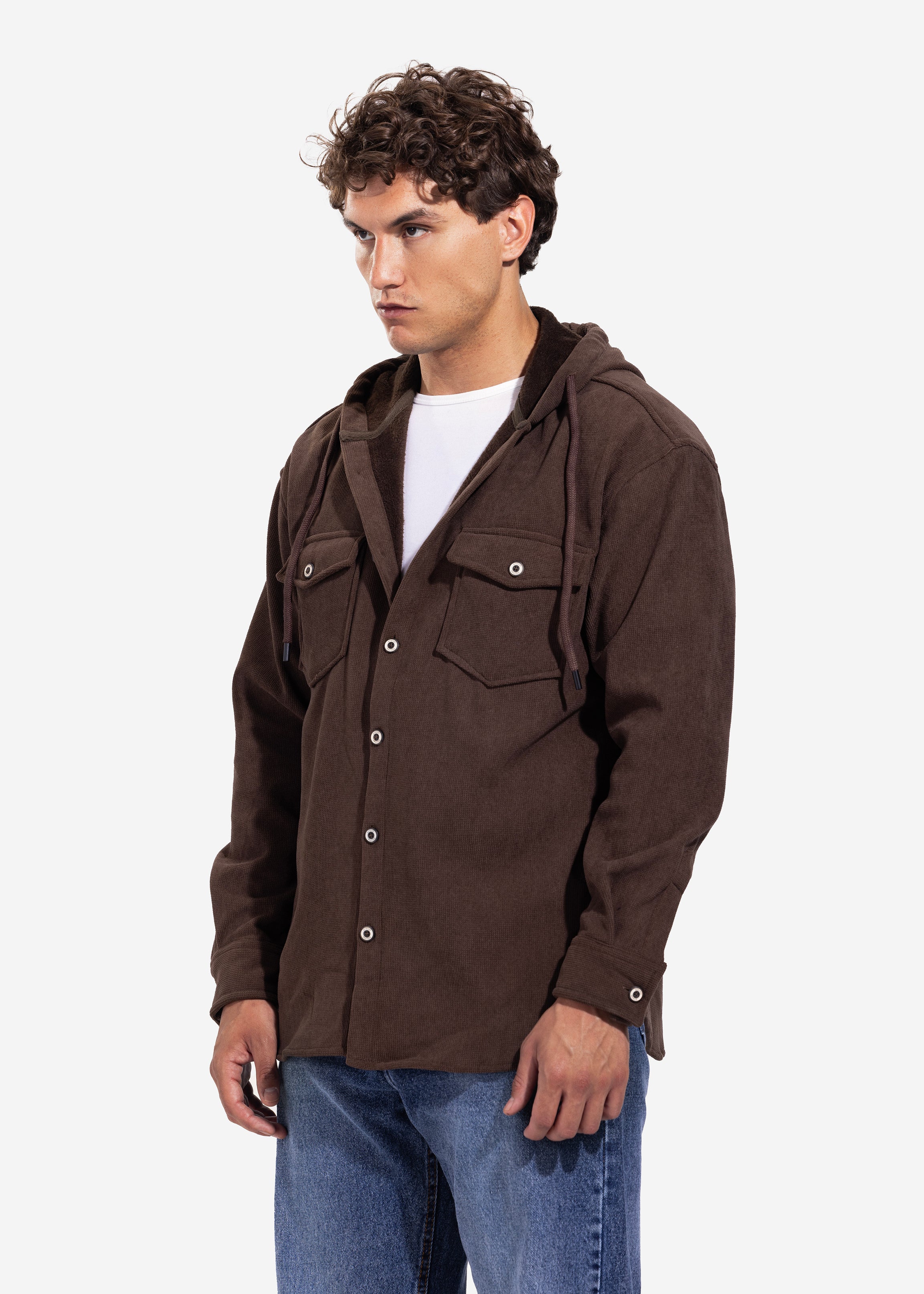 Long Sleeve Overshirt - Men - Plain