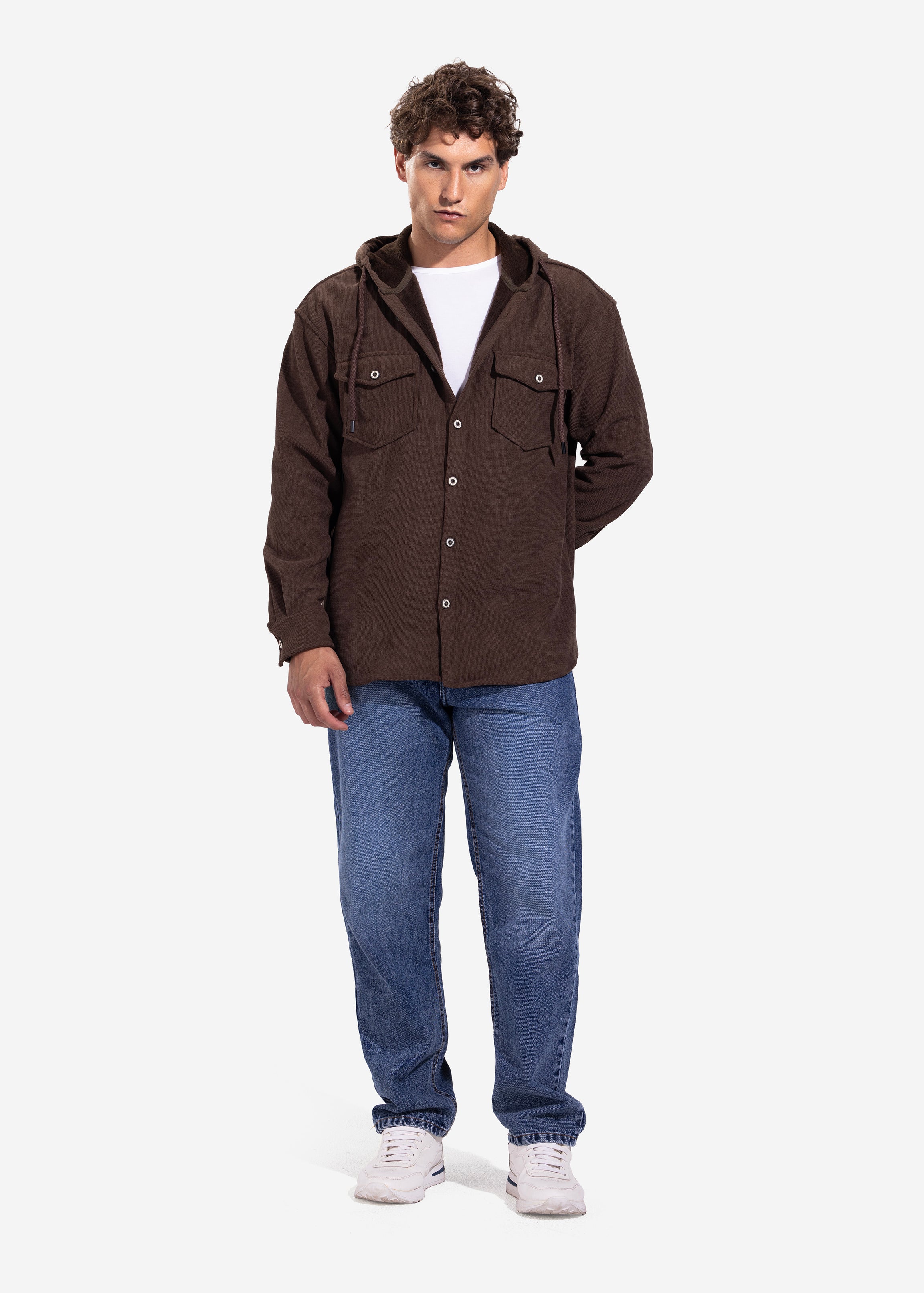 Long Sleeve Overshirt - Men - Plain
