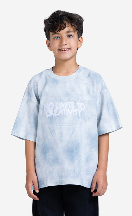 Boys' Printed T-Shirt - Puce Gray, White Apple & White Blue – view 3