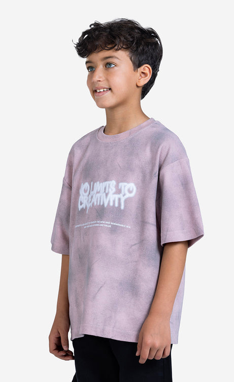 Boys' Printed T-Shirt - Puce Gray, White Apple & White Blue – view 4