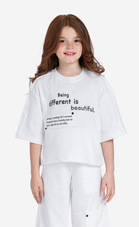 Girls' Printed Short-Sleeve Set - Off-White