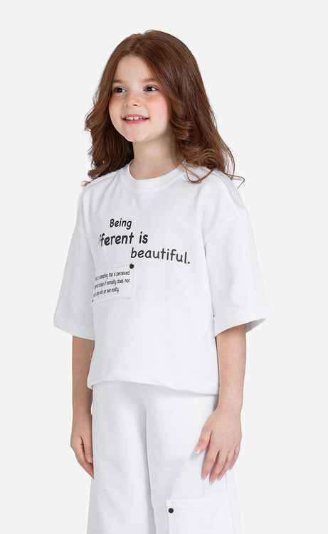 Girls' Printed Short-Sleeve Set - Off-White – view 2