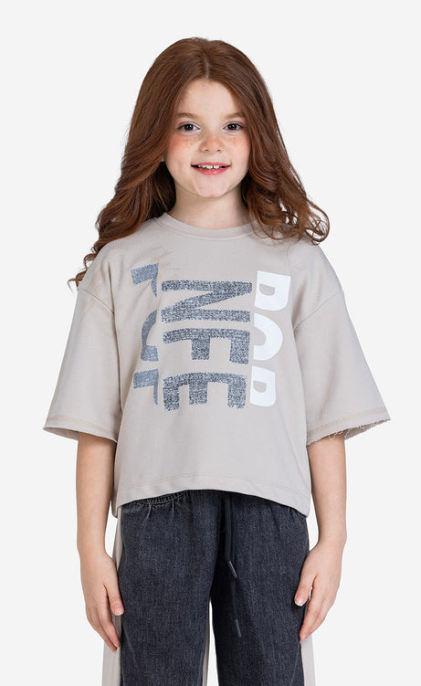 Girls' Printed Short-Sleeve Set - Black & Beige – view 2