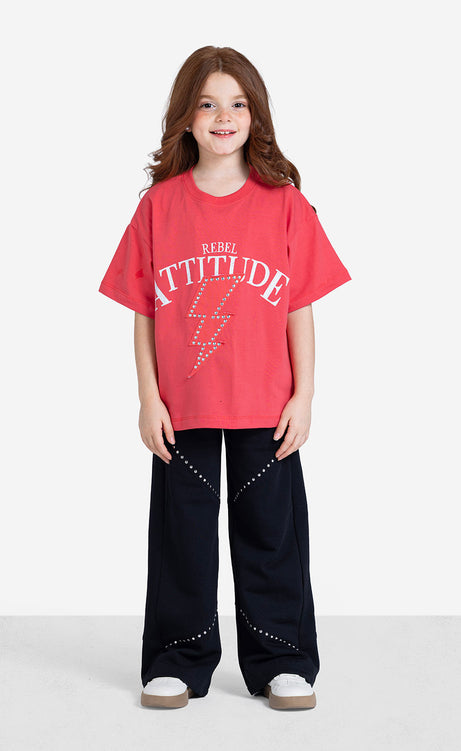 Girls' Printed Short-Sleeve Set - Red & Rose – view 4