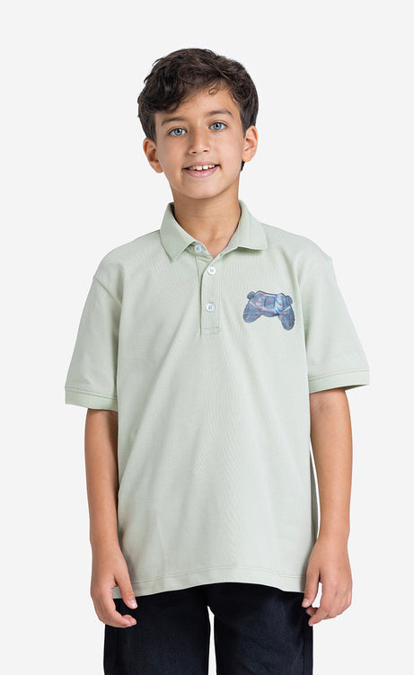 Boys' Printed Short-Sleeve Polo Shirt – view 3