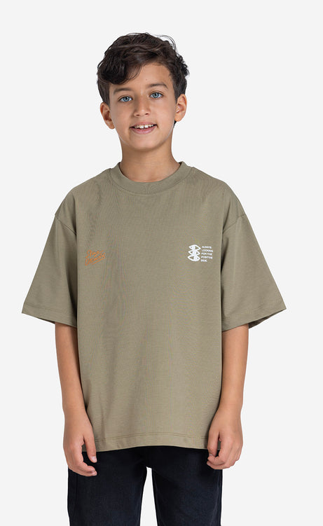 Boys' Printed Crew-Neck Short-Sleeve T-Shirt - Olive