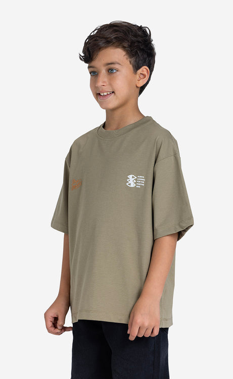 Boys' Printed Crew-Neck Short-Sleeve T-Shirt - Olive – view 11