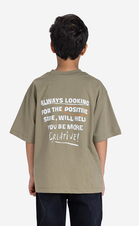 Boys' Printed Crew-Neck Short-Sleeve T-Shirt - Olive – view 12