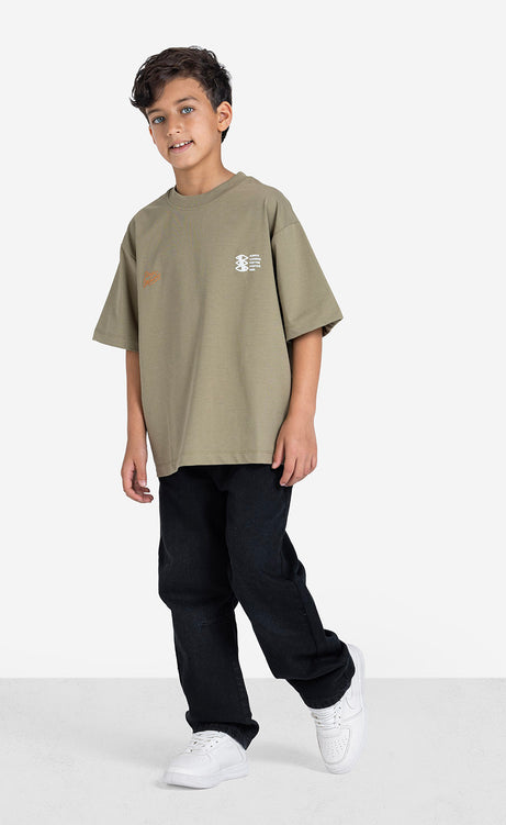 Boys' Printed Crew-Neck Short-Sleeve T-Shirt - Olive – view 10