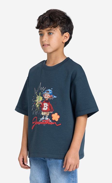 Boys' Printed Crew-Neck Short-Sleeve T-Shirt – view 7