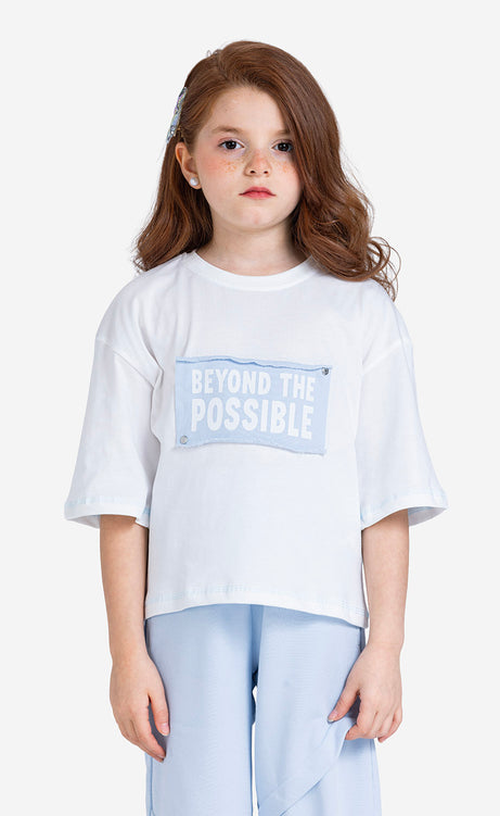 Girls' Printed Short-Sleeve Set - Baby Blue