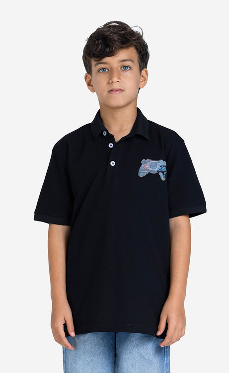 Boys' Printed Short-Sleeve Polo Shirt