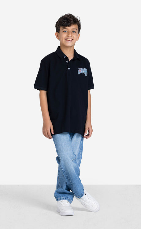 Boys' Printed Short-Sleeve Polo Shirt – view 4