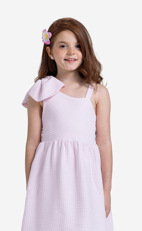 Girls' Plain Round-Neck Dress